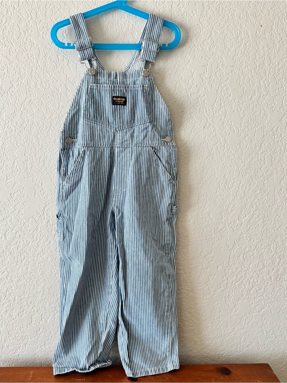 OshKosh B'gosh Blue & White Striped Overalls Size 6